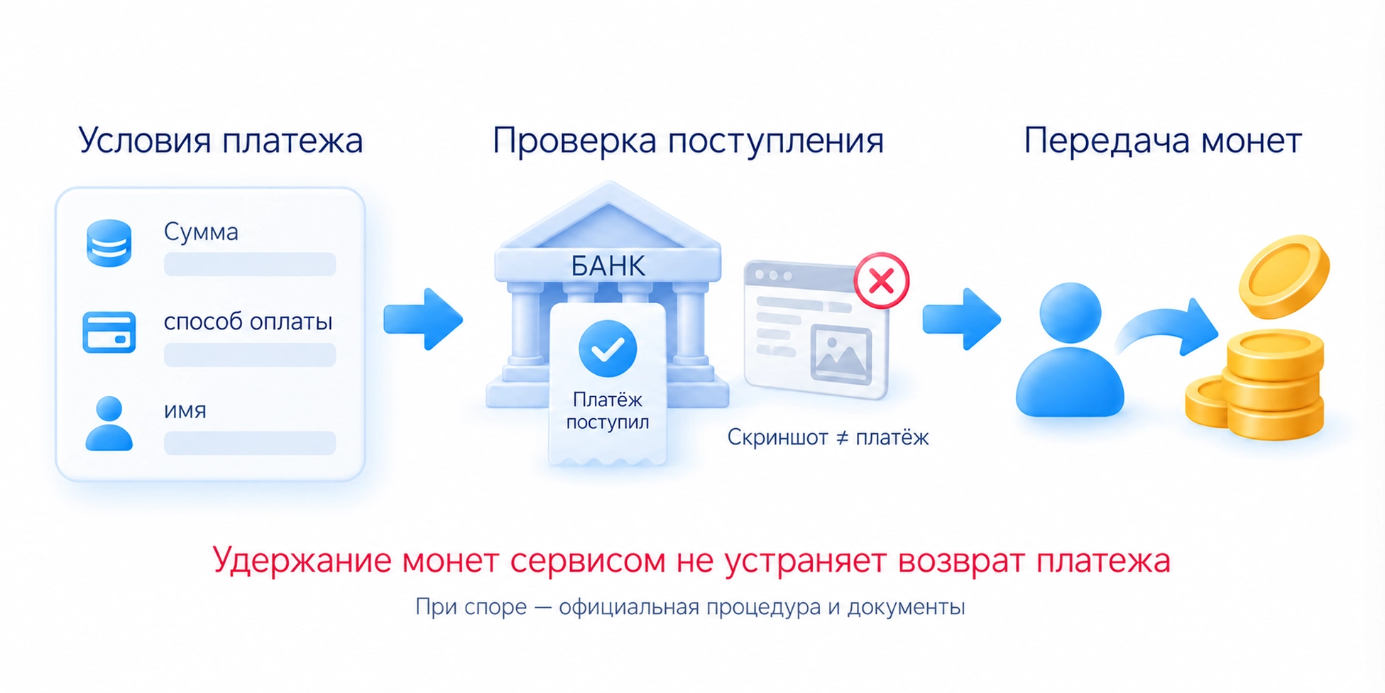P2P: скриншот не доказывает платёж; проверка поступления, условий оплаты и процедуры спора