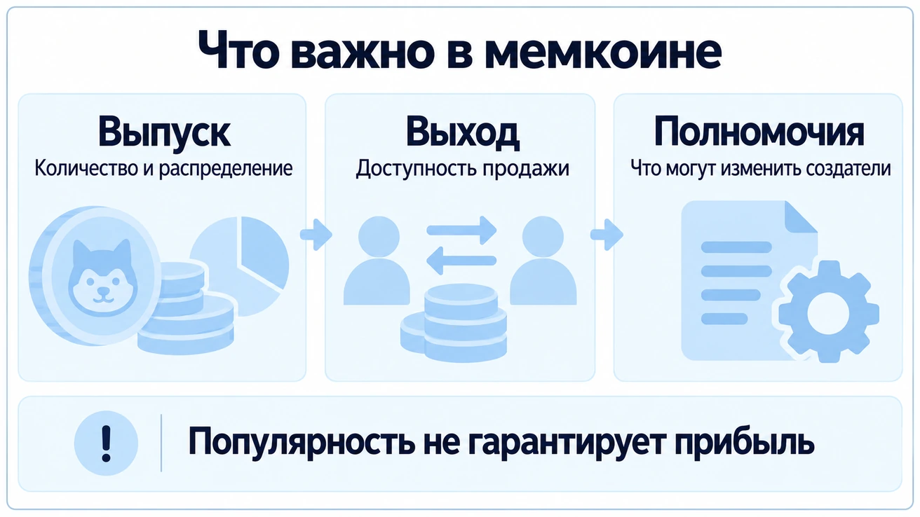 Для оценки мемкоина проверяют количество и распределение монет, доступность продажи и полномочия создателей; популярность не гарантирует прибыль